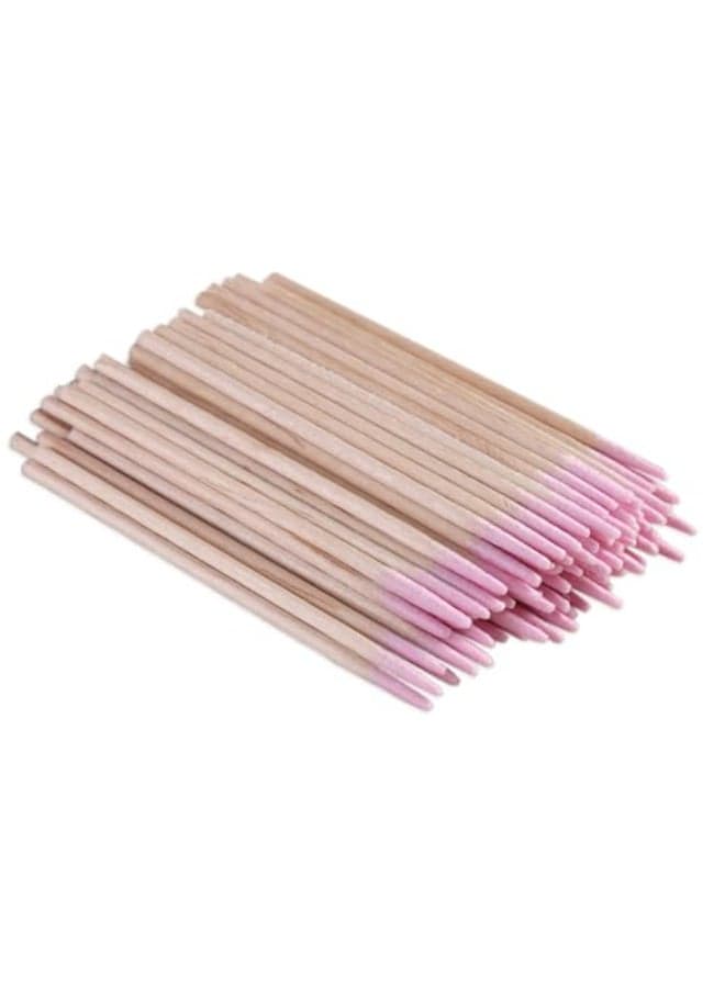 Fcozpjk 200PCS Precision Tip Cotton Swabs with Wooden Sticks Pink Pointed Tip Cotton Swabs for Nail Polish Touch Up Disposable Makeup Applicators Cotton Sticks for Makeup Microblading Supplies