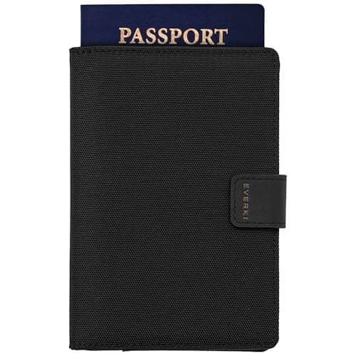 EVERKI RFID Passport Wallet RFID Passport Holder for Travel Slim RFID Blocking Pass Port Case Cover Protector Cute Pass Port Holder for Men Women Travel Essentials Gift for Travelers Black