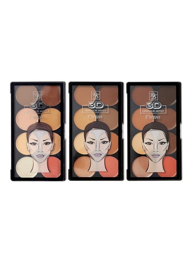 3D Cream Contour Artist Set 3 Pack (Light, Light Medium, Medium Dark)