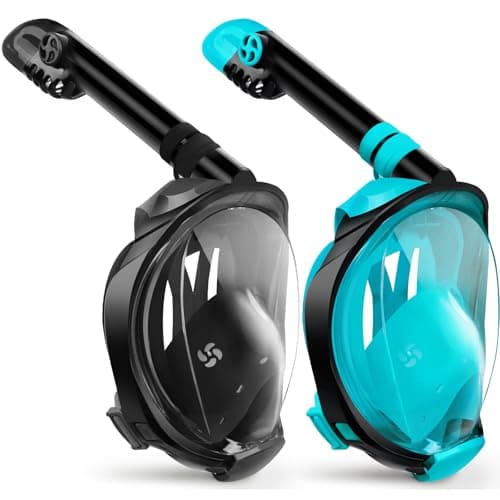 Greatever G2 Snorkeling Gear for Adults 2PCS, Full Face Snorkel Mask with Dry Top Snorkel,Anti-Leak & Anti-Fog Snorkel Mask Adult,Foldable Snorkeling Mask with Camera Mount mesh Bag