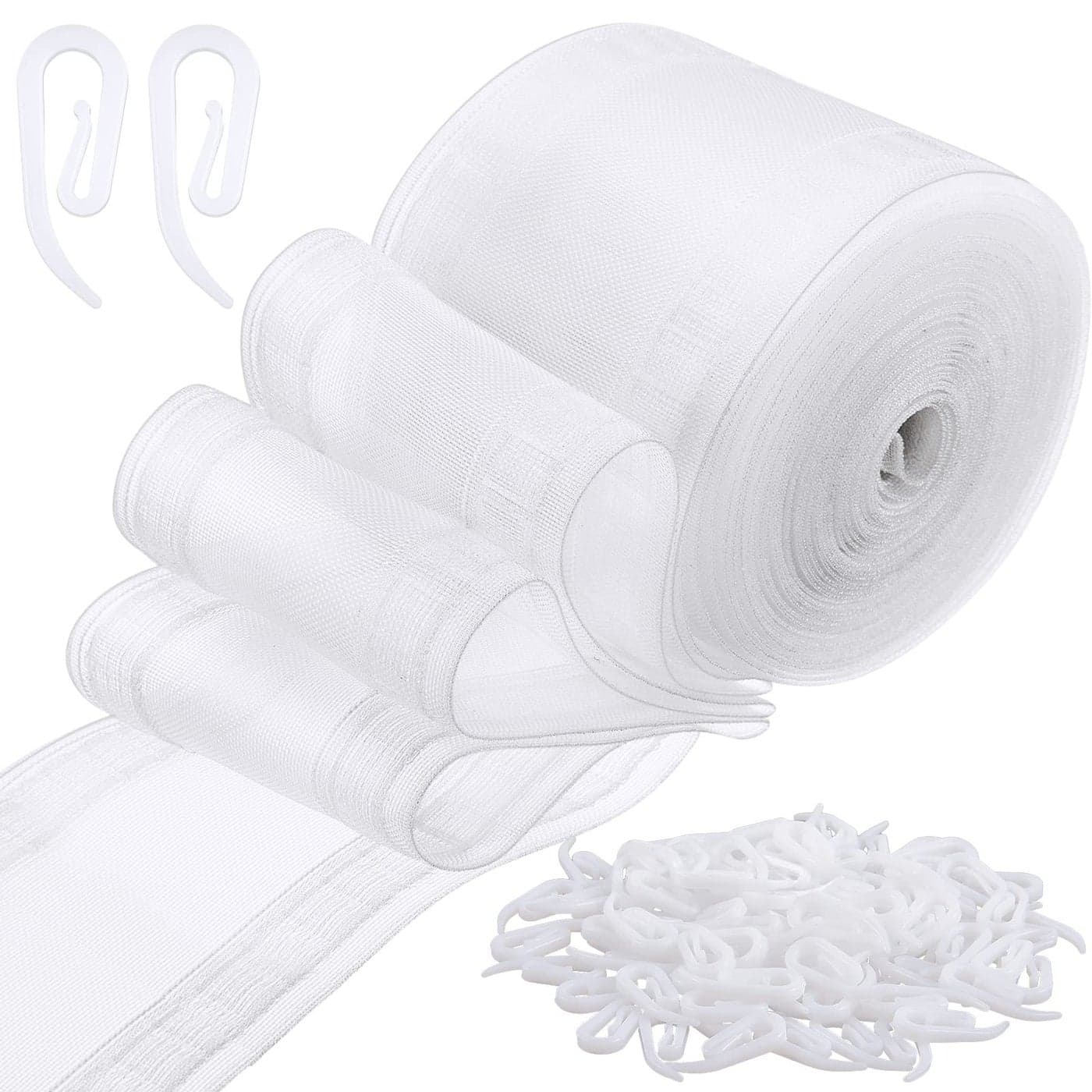 Transparent Wave Curtain Tape 6 Yards100 Hooks for Curtains Drape Ripple Fold Drapery Tape