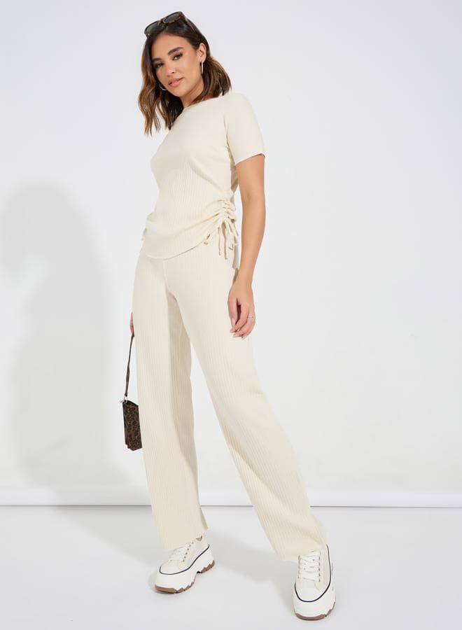 Wide Rib Ruched T-Shirt and Joggers Co-Ords
