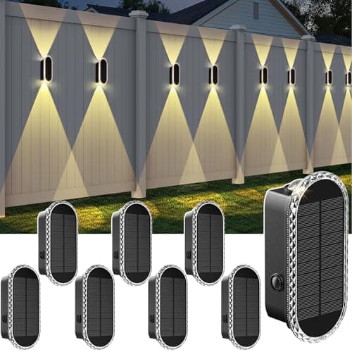 Solar Fence Lights Outdoor 300040006000K 3 Modes IP65 Waterproof Fence Lights Solar Powered Up Down Lighting Solar Wall Lights Outdoor for BackyardGardenPatioGarage and Wall decor 8 pack