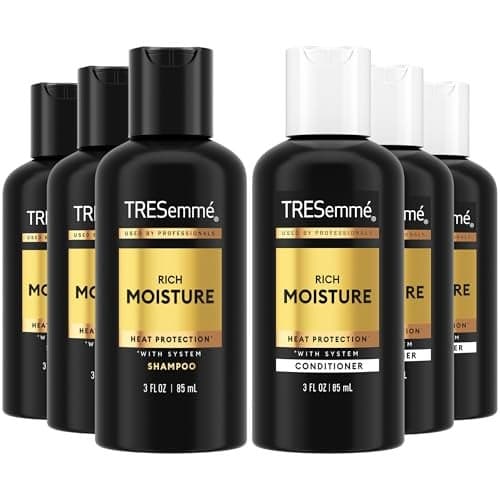 TRESemm Travel Essentials Rich Moisture Shampoo 3Pack Conditioner 3Pack Moisturizing Hair Care with Hyaluronic Acid ParabenFree 3 Oz Ea