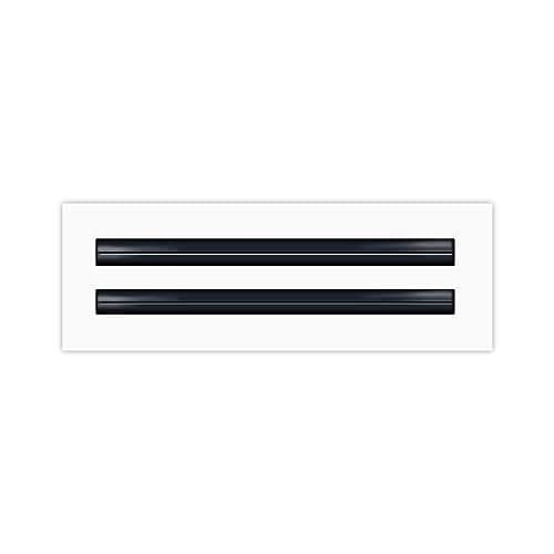 BUILDMART - 12" Linear Slot Diffuser - (2 Slot) Double Slot - White Decorative Aluminum Air Vent - Heating and Cooling Modern AC Vent Cover for Ceiling, Walls & Floors - Texas Buildmart