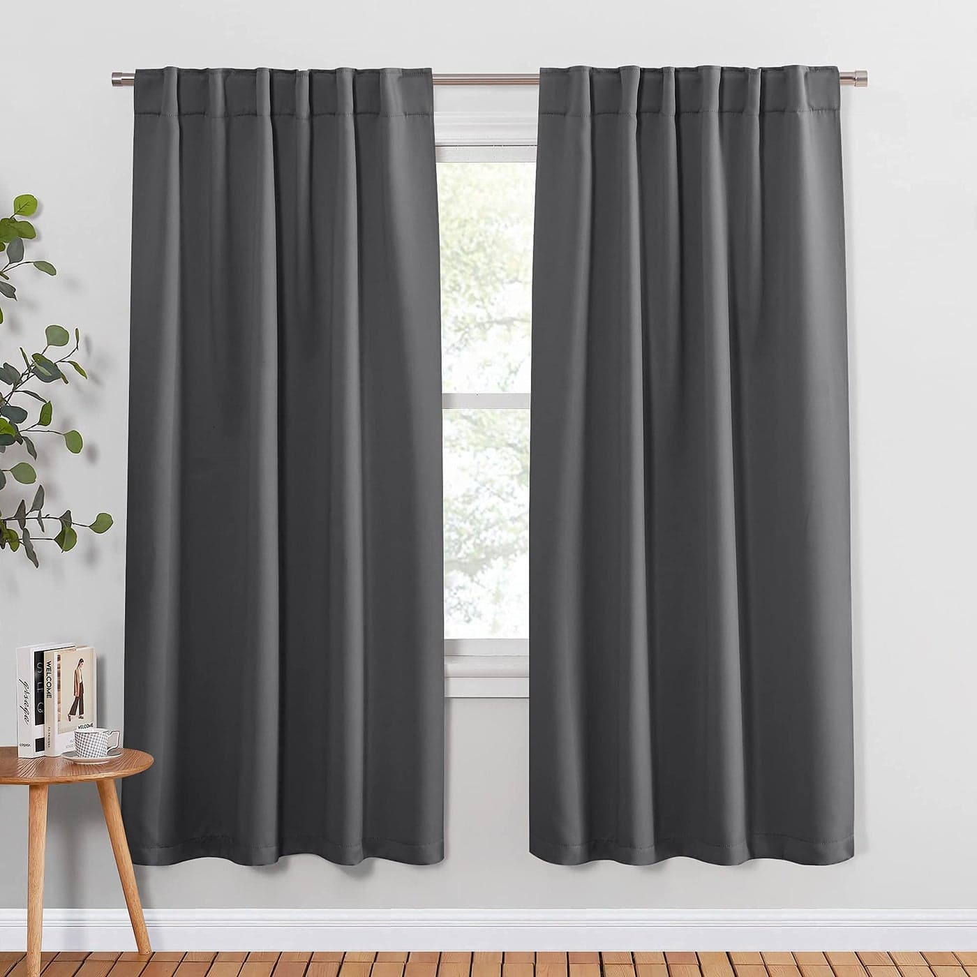 PONY DANCE Blackout Curtains for Bedroom 72 inches Length Thermal Insulated Privacy Rod Pocket Curtain Drapes for Living Room 52 W x 72 L Grey 2 Pieces