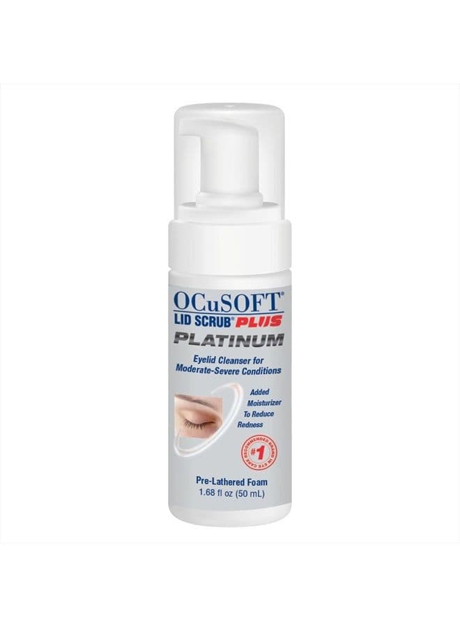 Lid Scrub PLUS Platinum Extra Strength Foaming Eyelid Cleanser - Leave-On Eyelid & Eyelash Cleanser with Phytosphingosine to Remove Oil, Dirt & Makeup -1.68 fl oz