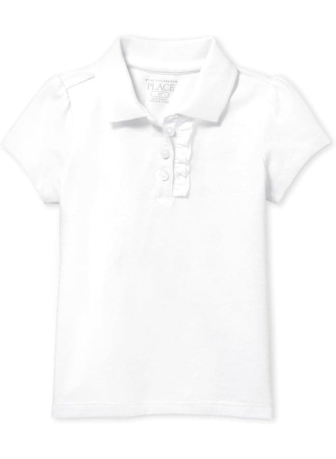 The Children's Place Girl's Toddler Uniform Ruffle Pique Polo School Uniform Polo Shirt