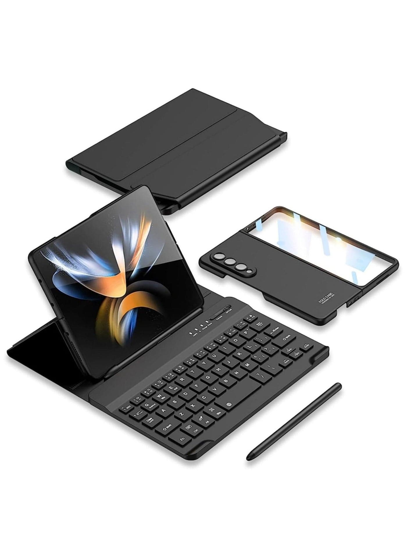 Samsung Galaxy Z Fold 4 Case Screen Protector Keyboard Leather Case Stylus+Pen Slot Phone Office Kit Folding Phone Cover
