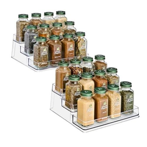 Sorbus Premium 3Tier Spice Rack Organizer Acrylic Spice Organization for Cabinet Multipurpose Shelf Durable Spice Organizer for Kitchen Pantry Room Office Countertop 2 Pack