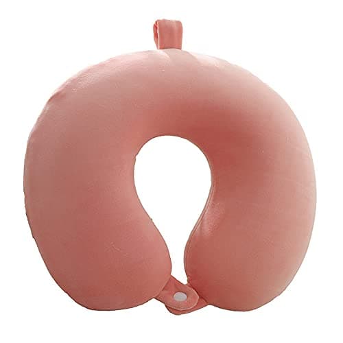 GDEOUP Travel Pillow - Memory Foam Neck Pillow Support Pillow,Luxury Compact & Lightweight Quick Pack for Camping,Sleeping Rest Cushion (Pink)
