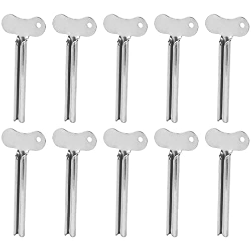 AUEAR, Stainless Steel Toothpaste Squeezer Tube Key Silver for Home Hair Dye (Set of 10)