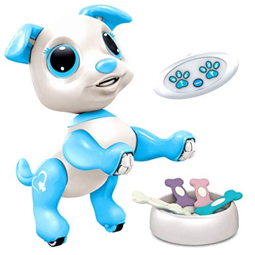 Robo Pets Robot Dog Toy for Girls and Boys Remote Control Robot Toy Puppy with LEDs Sound FX Interactive Hand Motion Gestures STEM Program Treats Dancing and Walking RC Pet for Kids Blue
