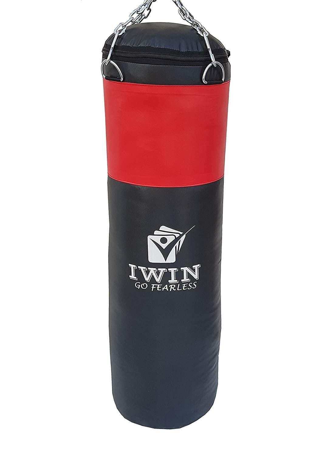 IWIN Punchbag Synthetic Leather Unfilled Boxing Punching Bag, 48 Inch (Red and Black)