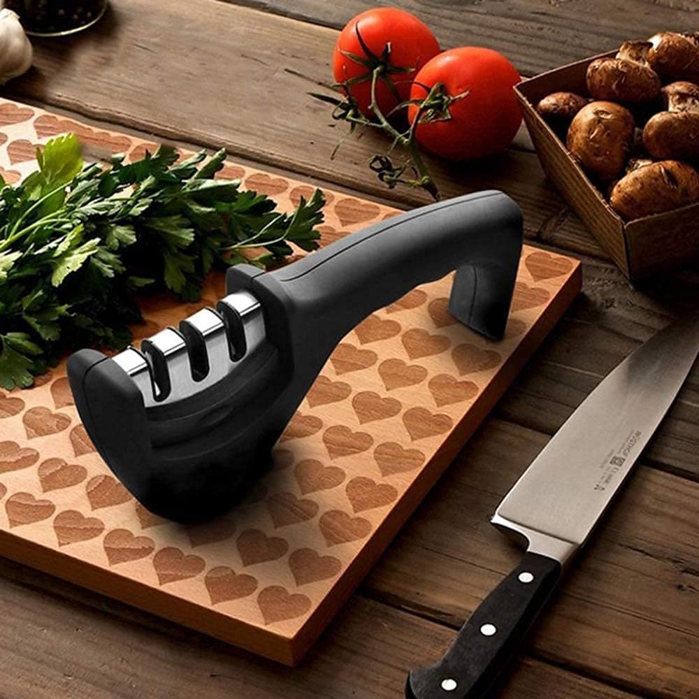 QUXIS Knife Sharpener Manual 3 Stage Knife Sharpener Tool Advanced Knife Sharpener for Kitchen Knife Sharpener Rod Knife Sharpner Knives Sharpening Tool for Steel Knives
