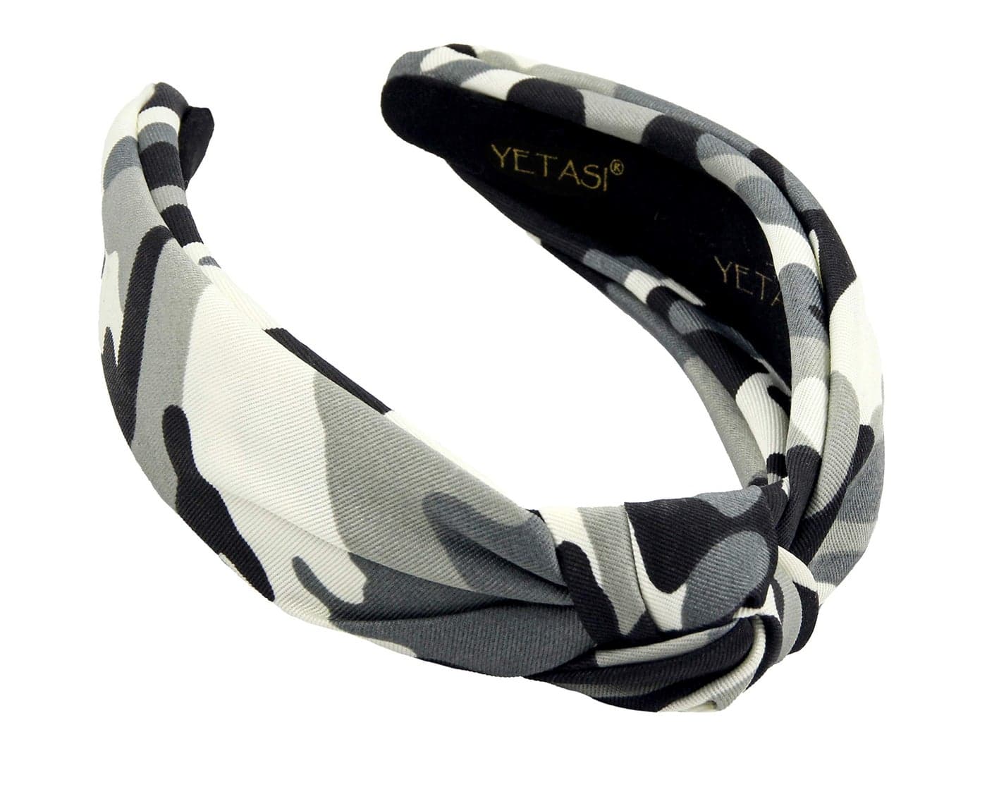 YETASI Black Gray Camo Headbands for Women is a Unique Army Knotted Headband for Women Grey Fashion Designer Top Knot Head band Girls Non Slip Chic Wide No Headache Headband