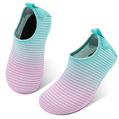 JIASUQI Kid's Boys Girls Athletic Water Shoes for Beach Running Surf Boating Gradient Pink 4-4.5 M Big Kid