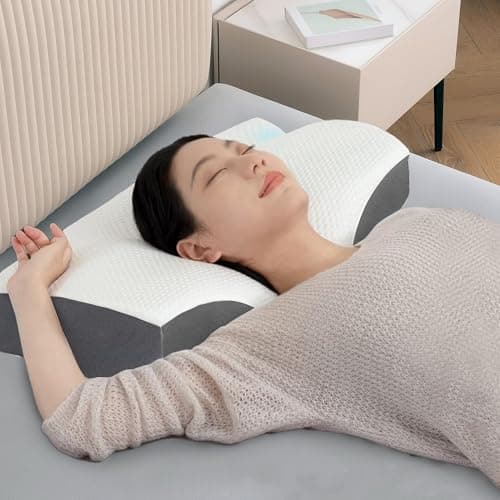GADDA CO Memory Foam Cervical Neck Pillow for Sleeping | Orthopedic Pillow for Neck & Shoulder Pain Relief | Contour Design for Spinal Alignment | Jacquard Cover | 18.5 x 10.5 x 3.5 Inch