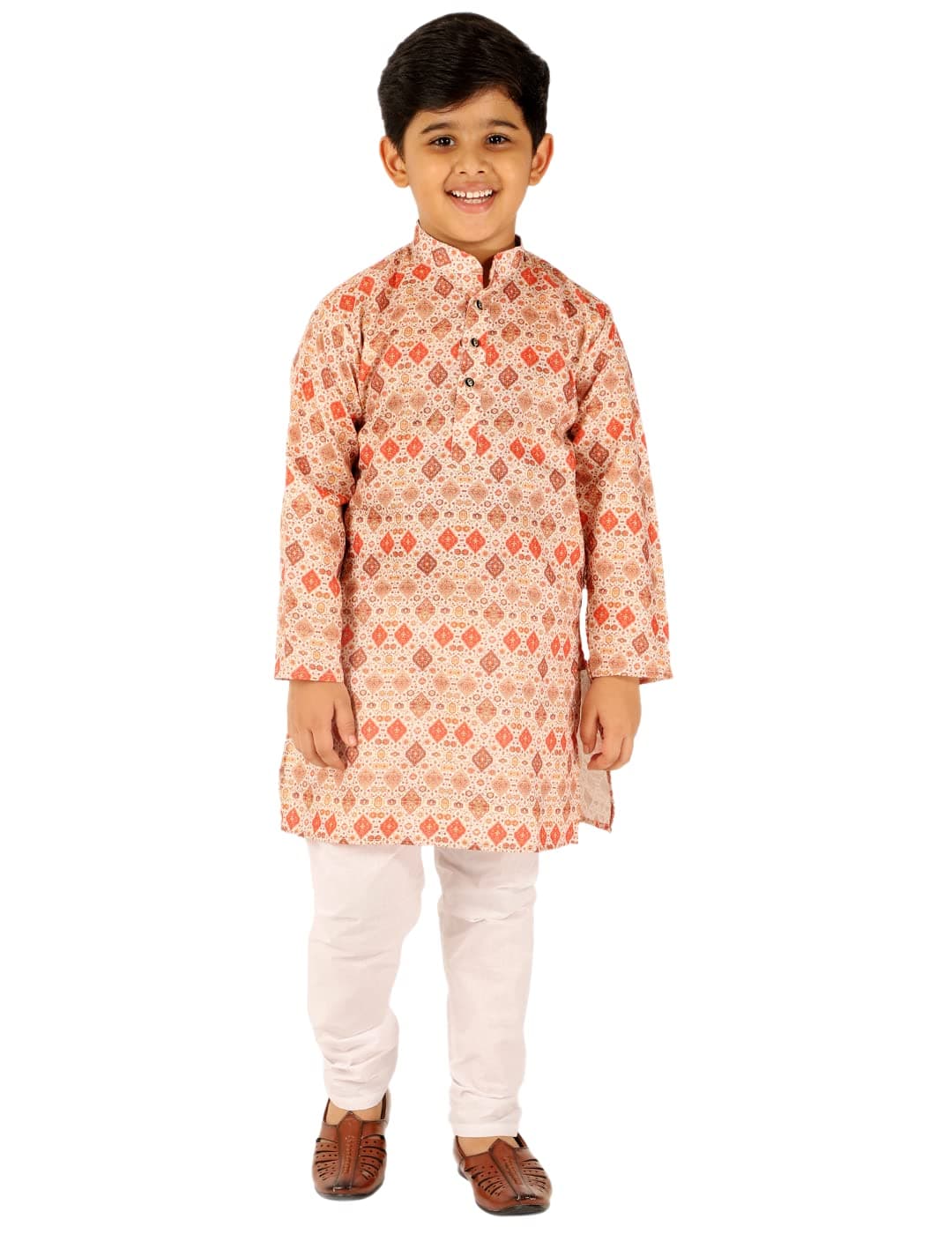 Pro-Ethic Style Developer Boy's Cotton Embellished Kurta Pajama for Baby Kids Ethnic Wear (S-166) 8-9 Years Orange