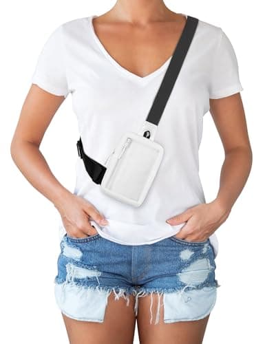 Peicees Mini Sling Bag for Men Women Crossbody Bag Travel Running Phone Daypack Shoulder Bags White