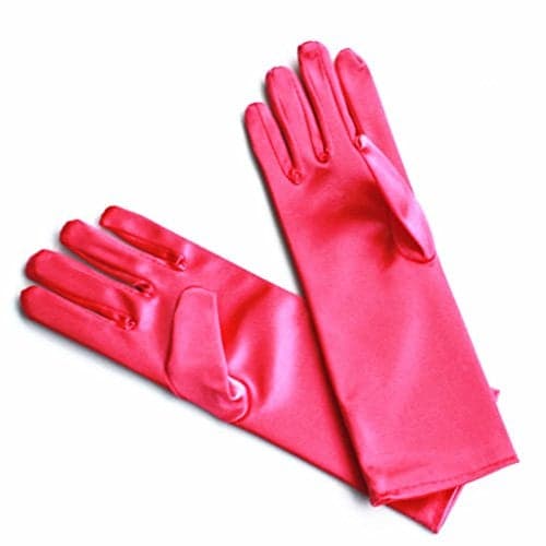 DreamHigh Kids Formal Stretch Satin Long Finger Gloves for Girl Children Party Rose