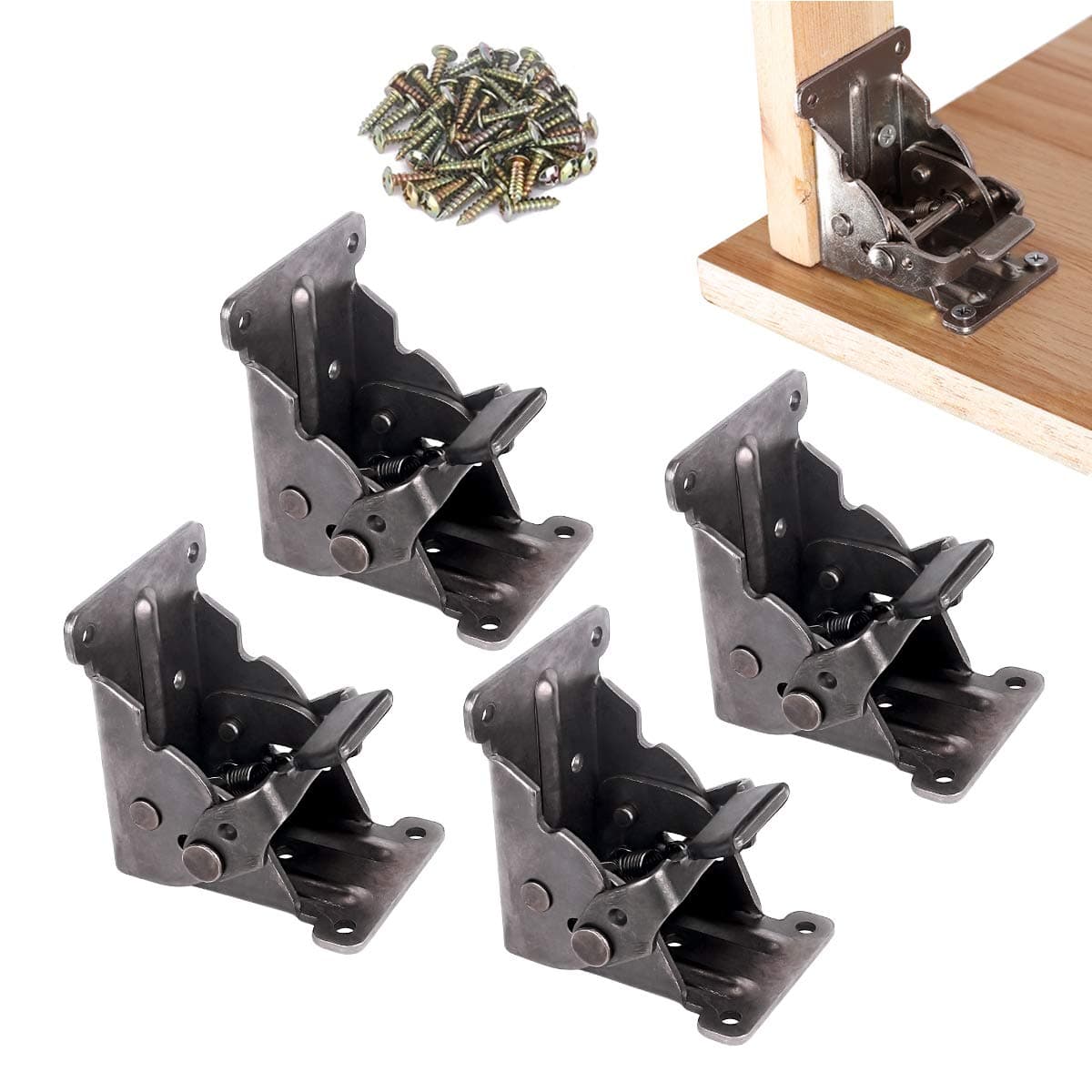 4 Pack Locking Hinge for Folding Table Brackets Heavy Duty Folding Brackets 90 Degree Self Locking Folding Hinge for Table Legs Furniture