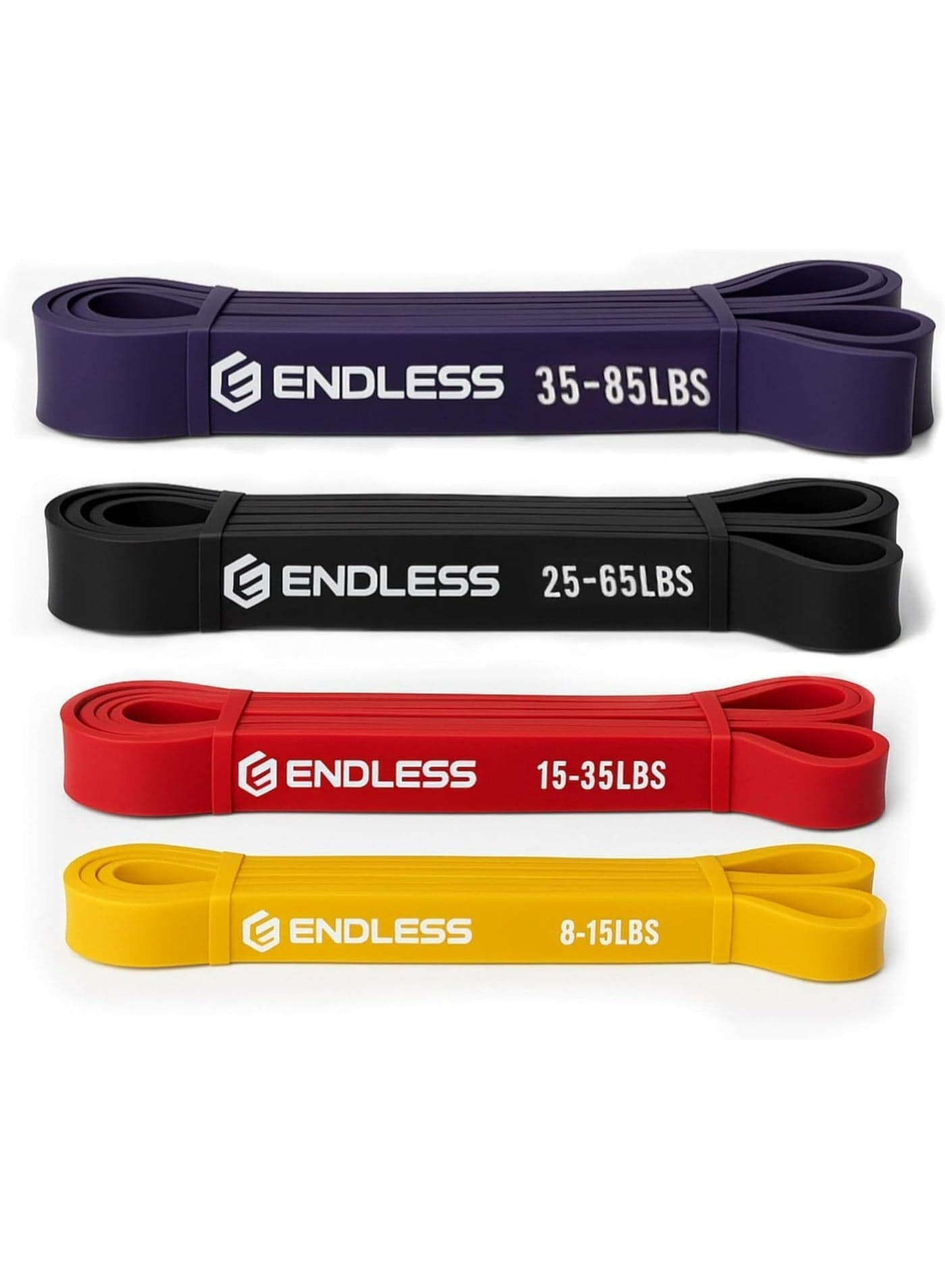 Endless Resistance Bands Set of 4 for Exercise, Pull Up Training & Strength Workouts | Stretch Bands for Muscle Building, Physical Therapy, Home Gym & Full Body Fitness for Men & Women