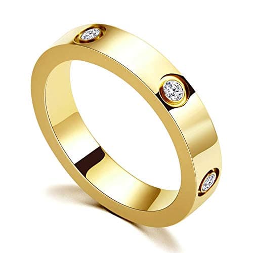 PDWZNBA Love Friendship Ring 18K Gold-Plated Stainless Steel Promise Ring Wedding Band Jewelry Birthday Gifts for Women