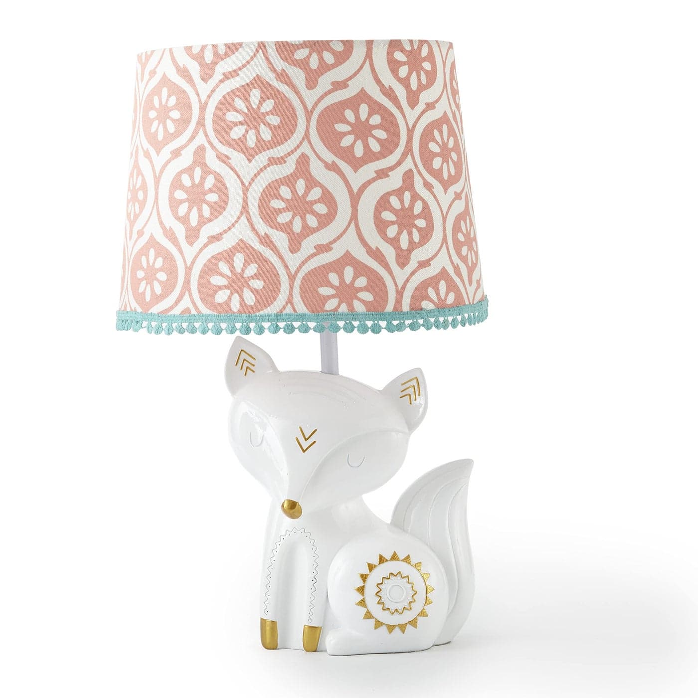Levtex Baby Fiona Table Lamp Spindle Base with Pink Rosette Shade Nursery Lamp Base and Shade Pink Teal White Nursery Accessories Measurements 22 in high and 6 in Diameter