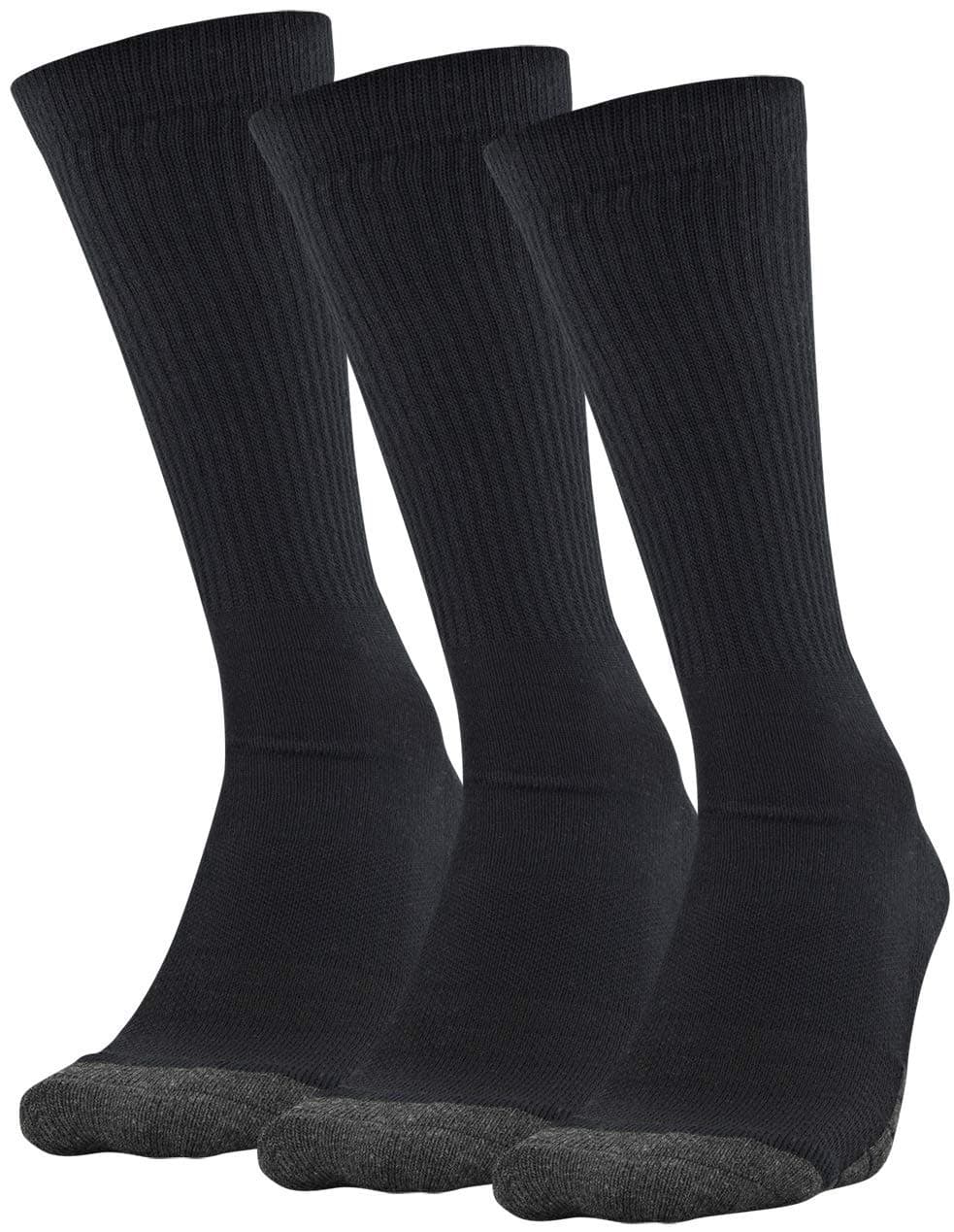 Under Armour Adult Performance Tech Crew Socks, Multipairs, Black (3-Pairs), Large