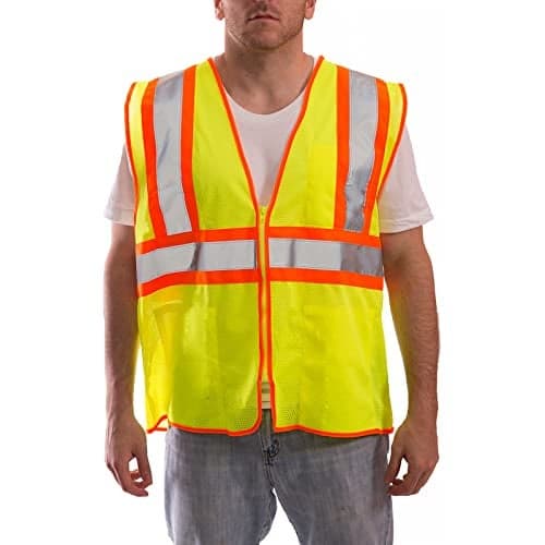 TINGLEY Rubber V70642 Class 2 Mesh Safety Vest, Large/X-Large, Lime Green