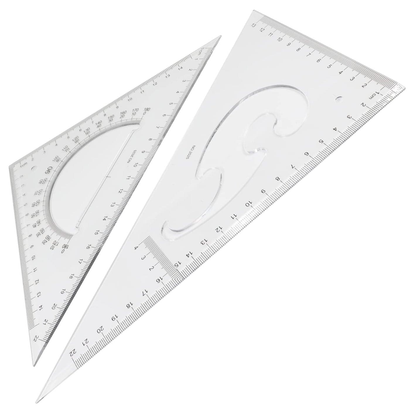 Utoolmart Triangle Ruler Set 50cm 197inch Plastic Right Angle Ruler Protractor Measuring Tool for Drafting Drawing Learning Math Geometry