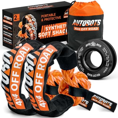 AUTOBOTS Soft Shackle (2PK) 3/4in X 24in Soft Shackle Recovery Kit 66200lbs Max Break Strength + 1 Snatch Recovery Ring Tow Shackles for UTV,ATV,Trucks,Off-Road Vehicles