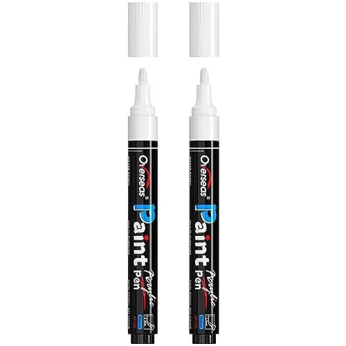 Overseas White Paint Pens Paint Markers Permanent Acrylic Markers 2 Pack Water Based Quick Dry Waterproof Marker Pen for Rock Wood Plastic Metal Canvas Glass Fabric Mugs Medium Tip