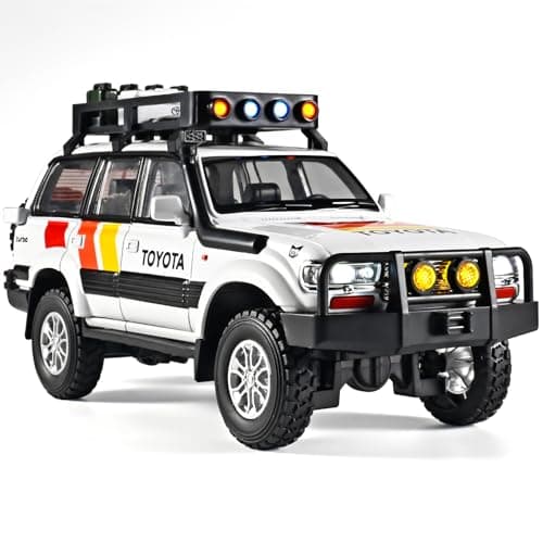 OANMYJJO Cars for Boys 124 Diecast Car Land Cruiser LC80 ModelPull Back Cars with Light and SoundDie Cast Metal Landcruiser Car Model CollectibleCars for Kids Ages 48White