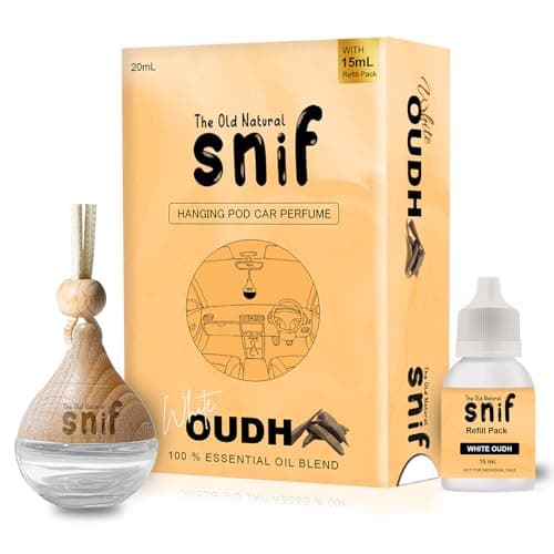 The Old Natural Car Perfume With Essential Oils | Car Perfume Diffuser With Wooden Lid | Car Fresheners Long Lasting | Car Perfumes (Pack Of 1, Blue Water) (White Oudh)
