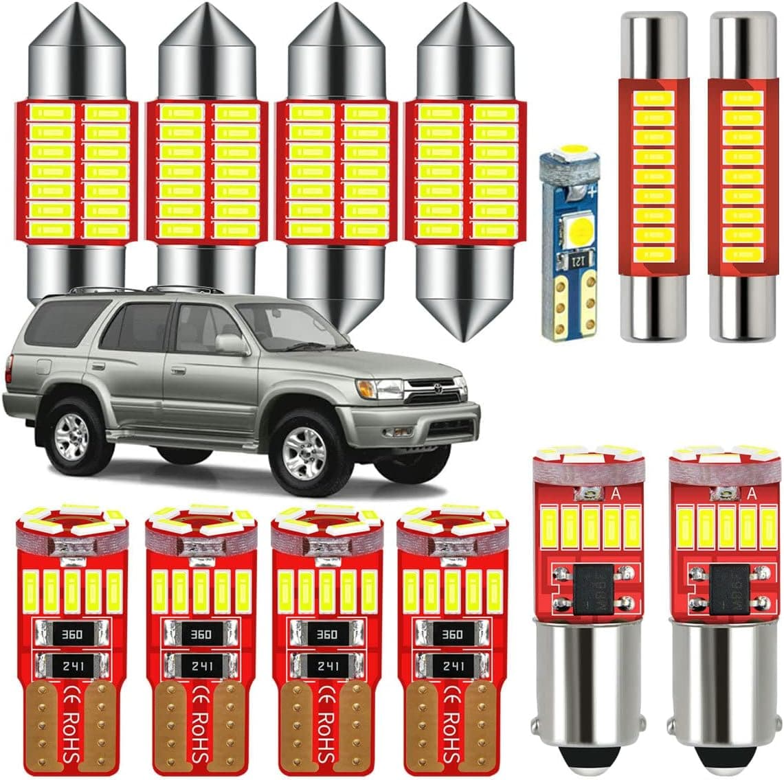 DODOFUN Deluxe Interior LED Lighting Kit for 1996-2002 Toyota 4Runner (8-pc Bulb 6000k)