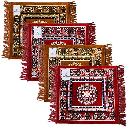 Kuber Industries Prayer Mat (Gold & Maroon, Velvet, Standard)