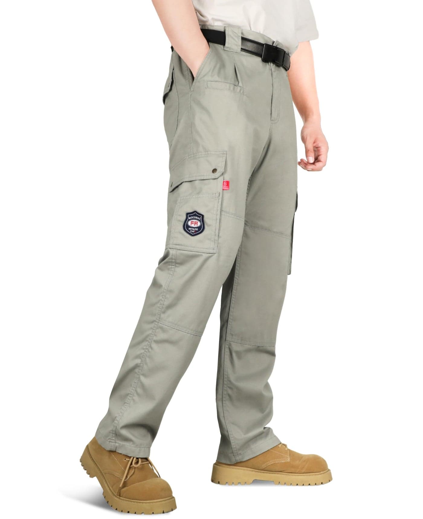 BOCOMAL FR Pants for Men Cargo Flame Resistant Pants(2112&CAT2) 100% C 7.5oz Utility Fire Resistant Pants Grey