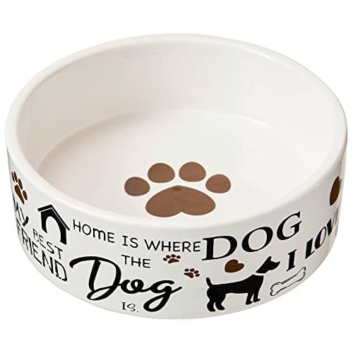 SPOT I Love Dogs Dish Round Ceramic FoodWater Bowl with High Walls for Pets Dishwasher Safe Ideal for Small Dogs Cats Reptiles Large Birds 5in 175 Cup 14oz