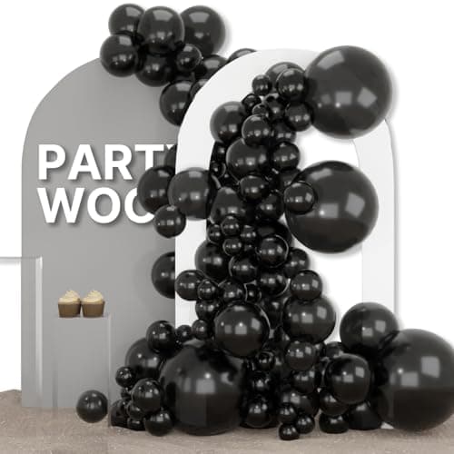 PartyWoo Black Balloons 155 pcs Different Sizes of 18 12 10 5 Inch Black Balloons Arch Kit Garland for Baby Shower Birthday Graduation Casino Gaming Anniversary Race Car Party Decorations BlackY18