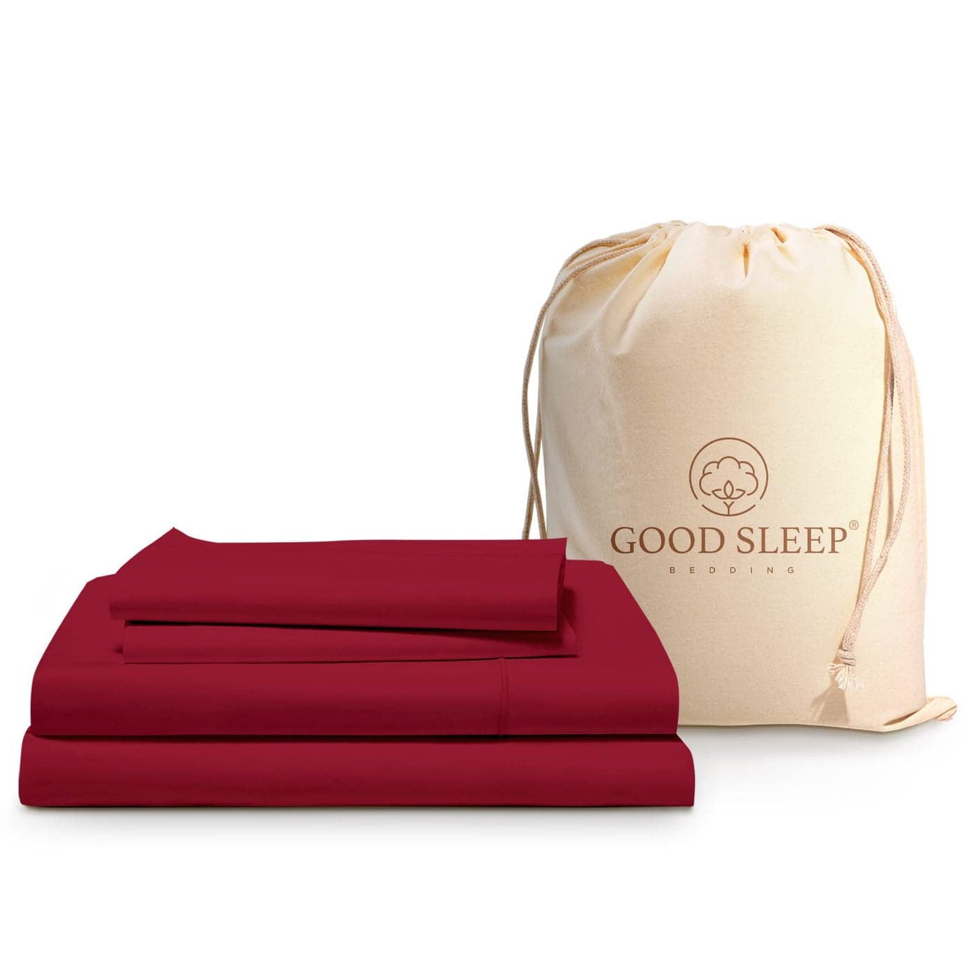 Good Sleep Bedding Egyptian Cotton 1000 TC 4 Pc Cooling Bed Sheets Solid Sateen Weave Ultra Soft 16 Deep Pocket Burgundy Queen Sheets Set