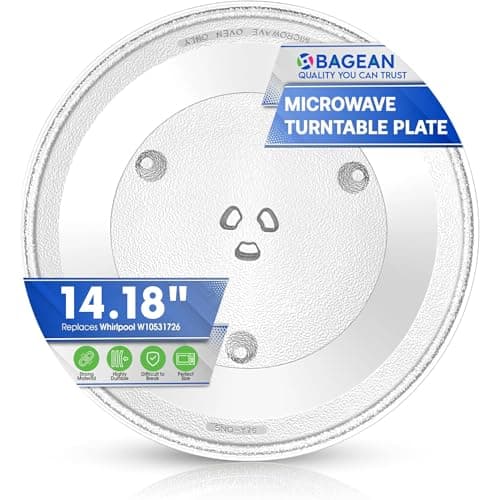 Microwave Plate Replacement 14 18 inch Fits W10531726 Whirlpool Microwave Glass Plate Exactly Replaces Rotating Microwave Turntable Plate Durable Oven Dish Tray For Better Cooking And Reheating