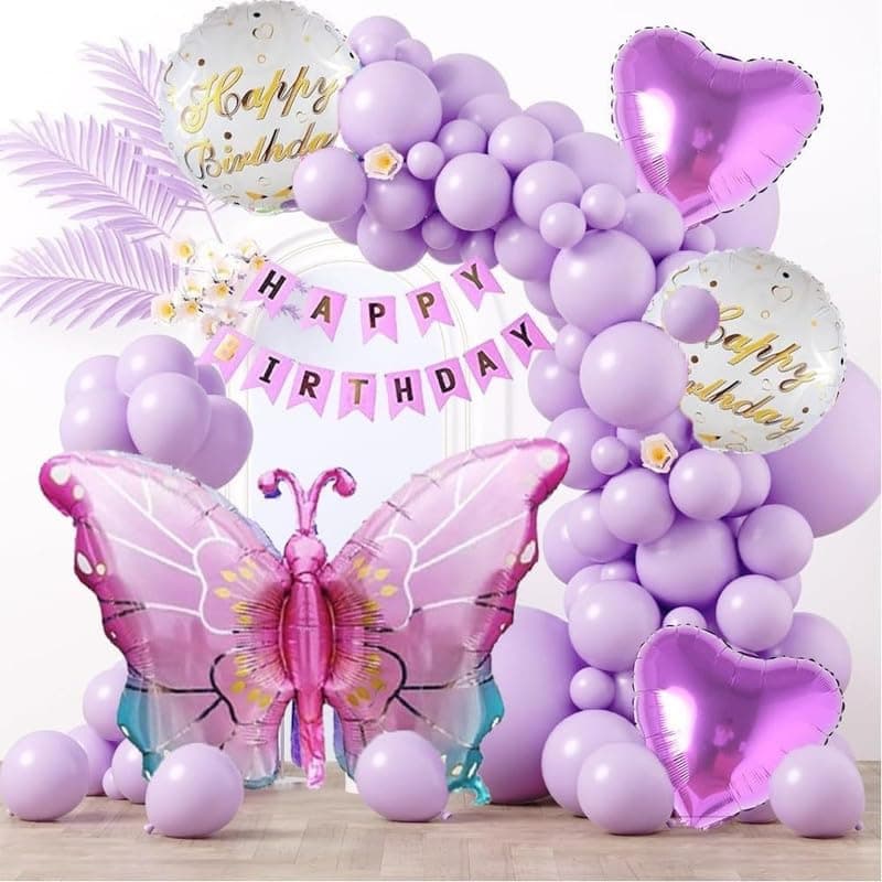 Pop The Party 3D Pink Butterfly Theme Birthday Party Decorations Kit - 38 Pieces For Girls Birthday, Baby Shower, Garden Party Decor