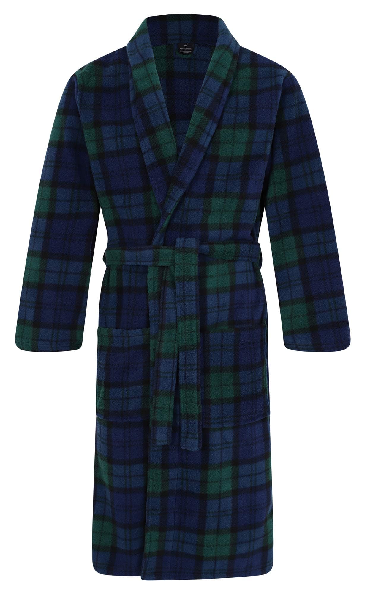 John Christian Men's Fleece Robe, Scottish Black Watch Tartan (XL/XXL)