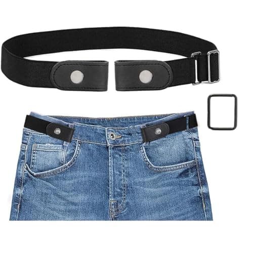 Toxen Buckle Free Comfortable Elastic Belt for Women or Men nvisible Elastic Belt for Jeans Pants Dresses Stretch Waist Belt (BLACK)