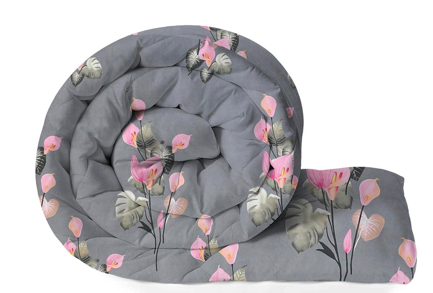 VAS COLLECTIONS 220 GSM Microfiber Reversible AC Comforter |Quit | Blanket | Duvets for Single Bed 180Tc (60x90 Inches, Grey and Pink)