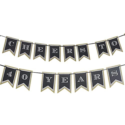 Wanna Party Cheers to 40 Years Banner for 40th Birthday Party Decorations