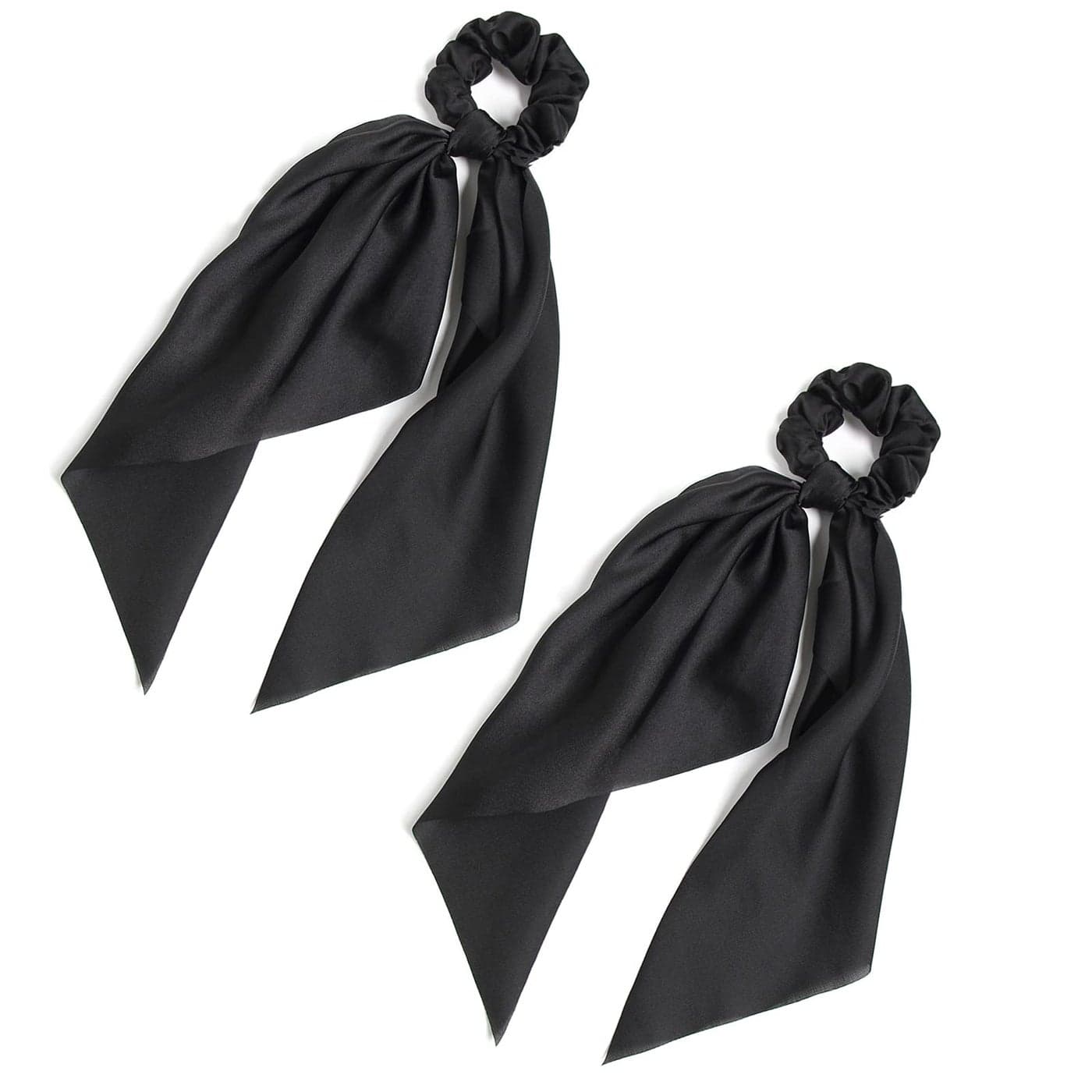 Pack of 2 Knotted Bow Hair Scrunchies Elastic Hair Scarf Black Hair Ties Bands Satin Hair Ribbon Scrunchy Red Ponytail Holder for Women and Girls Black