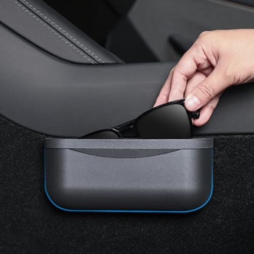 EVFITUS for Tesla Model Y 3 Sunglasses Holder Center Console Organizer Tray Storage Box Key Card Coin Holder Silicone Hook for Flocking Tesla Accessories